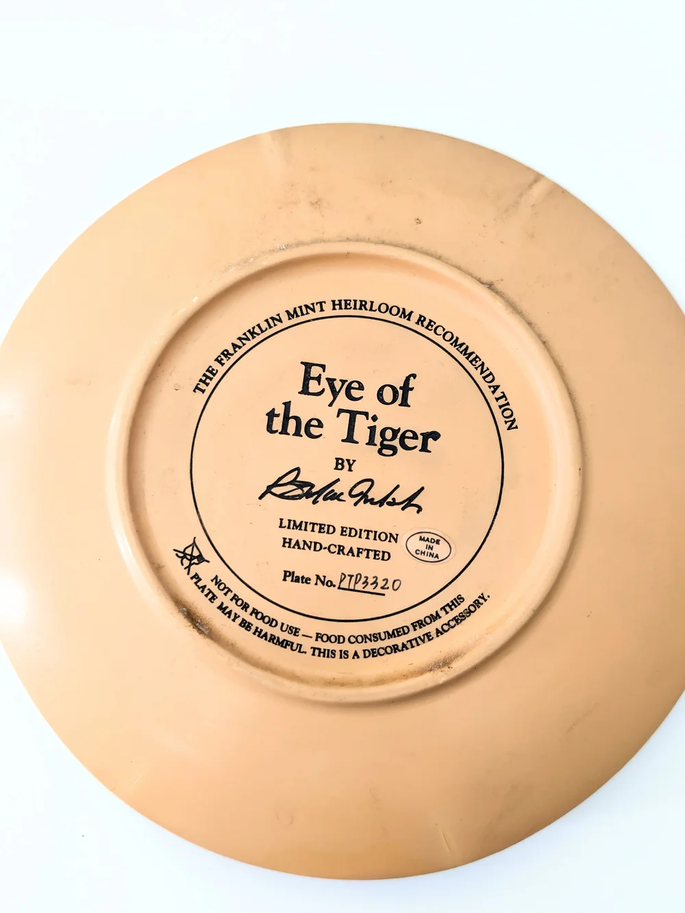Vtg Franklin Mint Eye of the Tiger 3D Sculptured Collector Plate/Wall Plaque 8.5